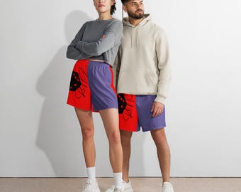 Shorts deportivos unisex largos con estampado integral – Colores de los Toronto Raptors de la NBA