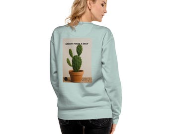 Sudadera polar con estampado de cactus - Suéter unisex acogedor - Growth Finds A Way