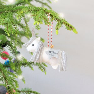 Unicorn Christmas Ornament with Personalised Tag image 2