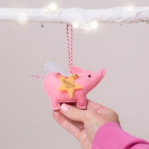 Pig Christmas Tree Decoration - Personalised Pig Ornament