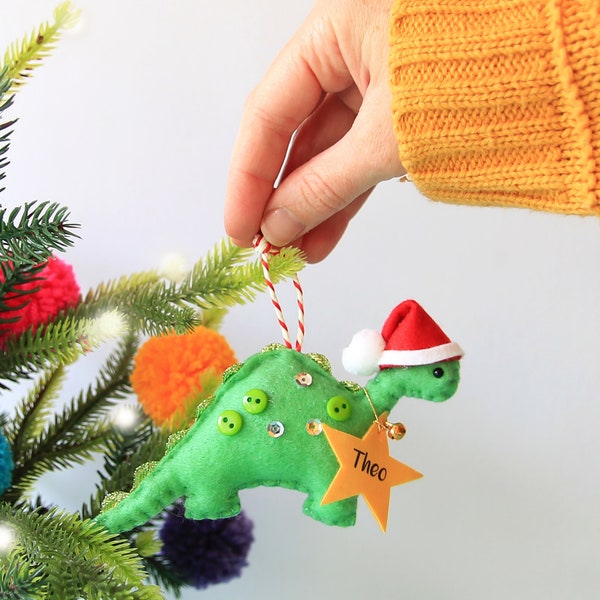 Dinosaur Christmas Tree Ornament with Personalised Tag