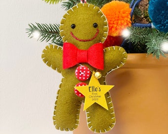 Gingerbread Man Personalised Tree Ornament with Personalised Tag