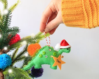 Dinosaur Christmas Tree Ornament with Personalised Tag