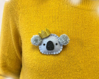 Koala Christmas Brooch - Koala Christmas Badge - Koala Christmas Badge with Pompom Ears