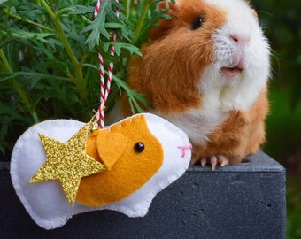 Guinea Pig Ornament with Personalised Tag