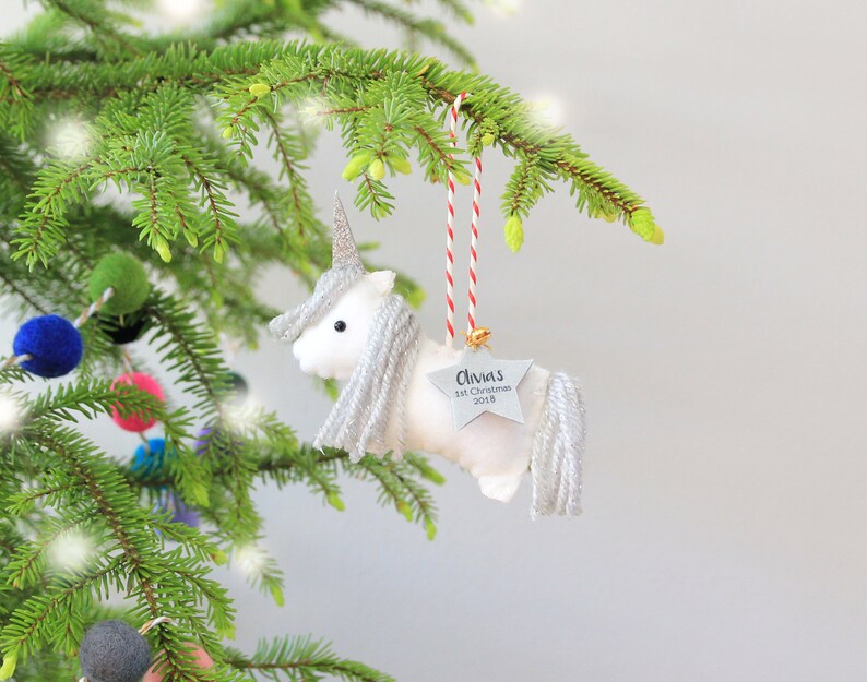 Unicorn Christmas Ornament with Personalised Tag image 2