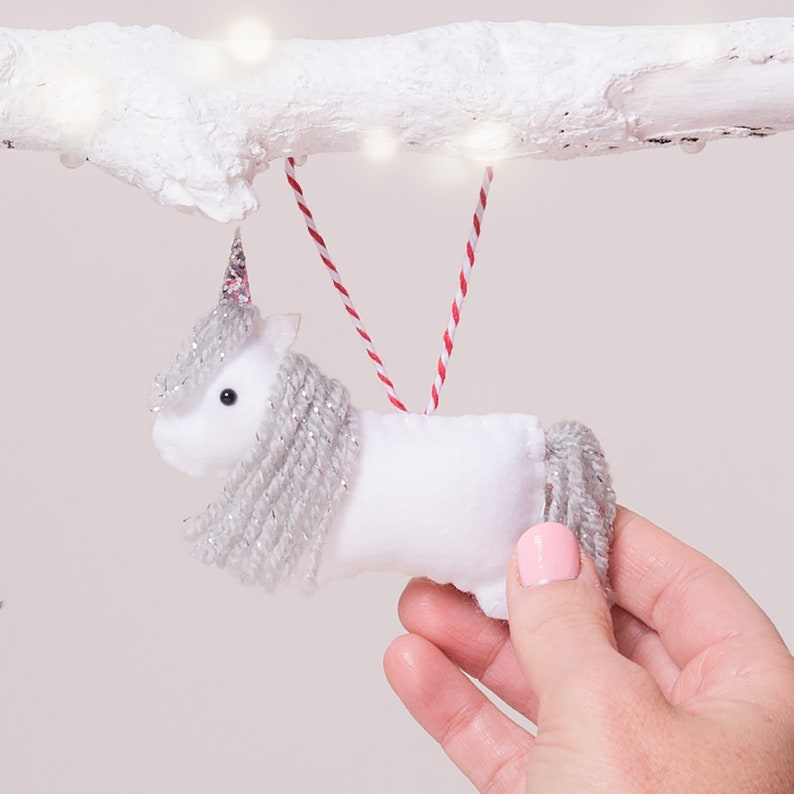 Unicorn Christmas Ornament with Personalised Tag image 1