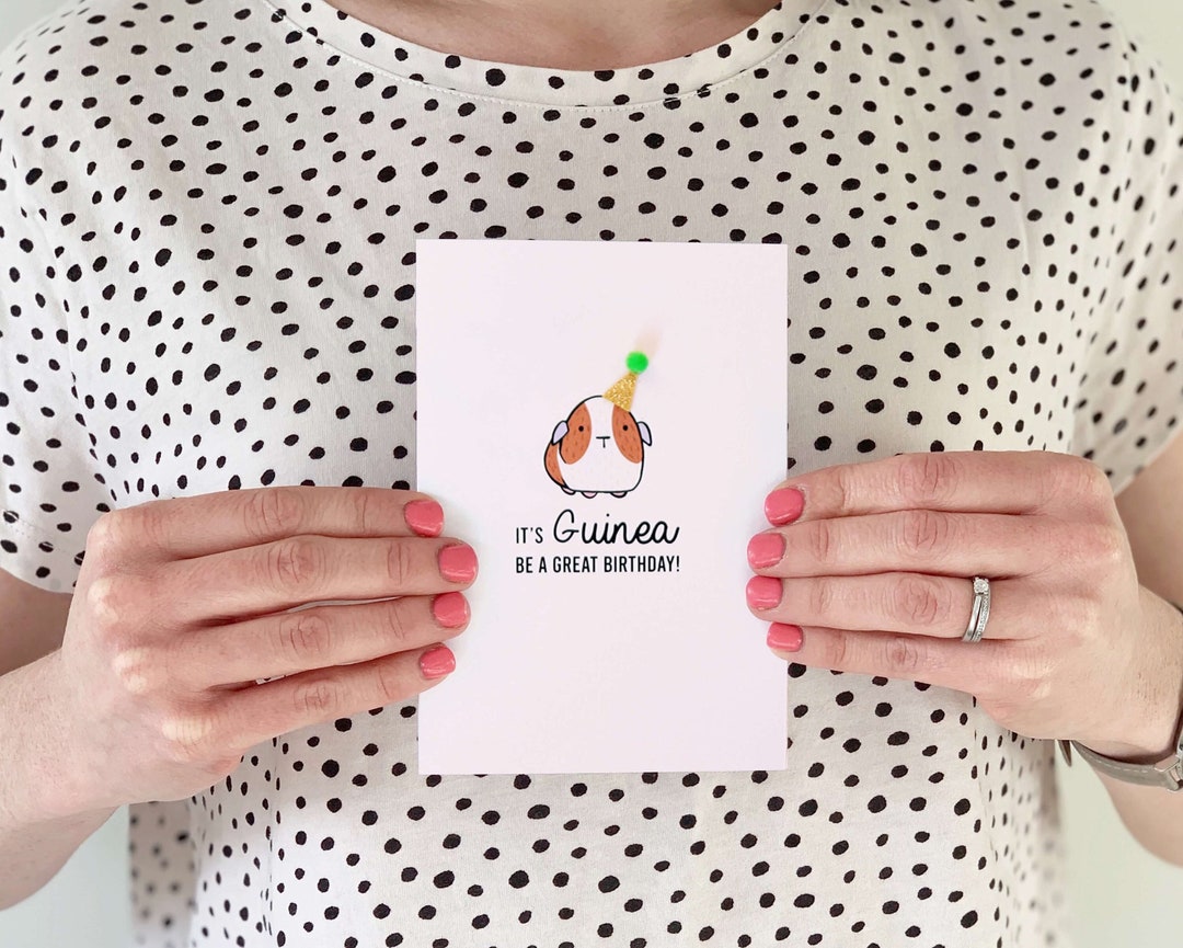 Guinea Pig Birthday Card With Pom Pom - Etsy UK