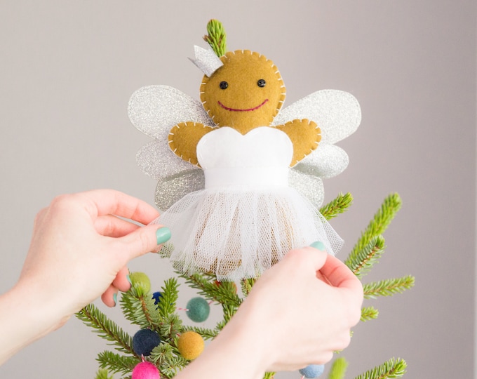Gingerbread Angel Tree Topper Gingerbread Man Christmas Tree Topper Etsy