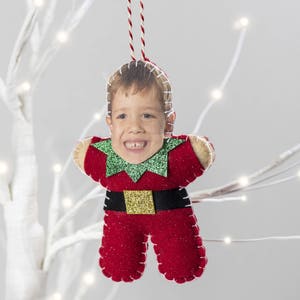 Elf Christmas Tree Decoration - Personalised Photo Decoration - Personalised Secret Santa Gift