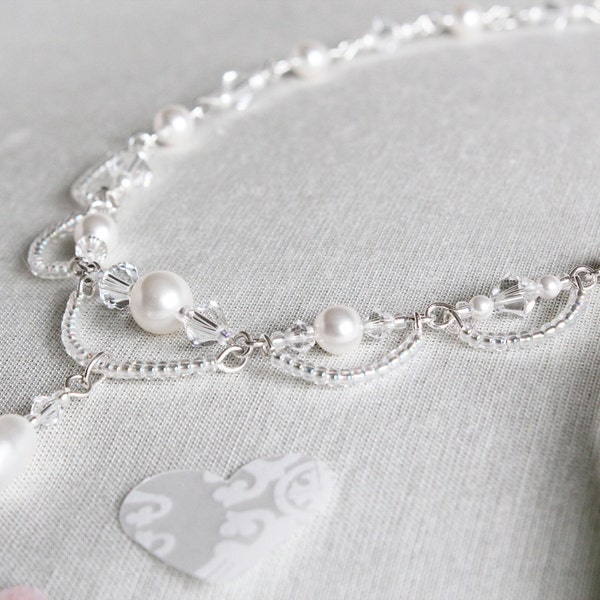 Swarovski Crystal and Pearl Necklace - Made to order