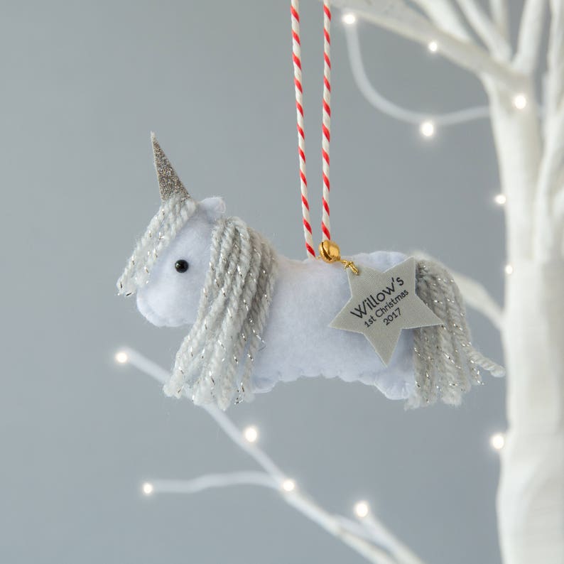 Unicorn Christmas Ornament with Personalised Tag image 3