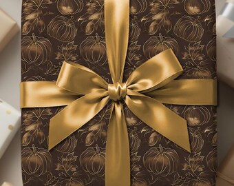 Golden Leaves and Pumpkins Gift Wrapping Paper