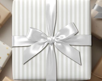 White & Warm Gray Stripe Wrapping Paper