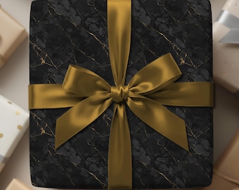 Black Marble with Gold Veins Wrapping Paper