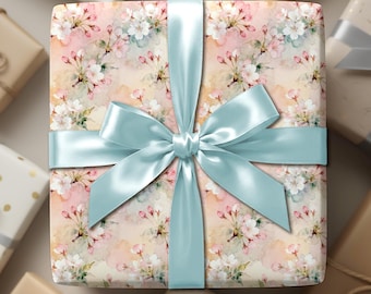 Cherry Blossom Pastel Floral Wrapping Paper