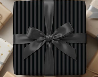 Black & Gray Stripe Wrapping Paper