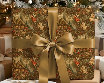 Vintage Woodland Fairies Christmas Wrapping Paper