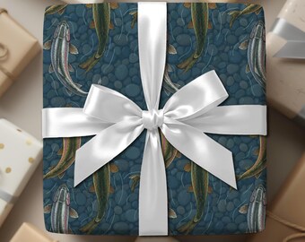 Trout Fish Wrapping Paper | Swimming Fish Gift Wrap