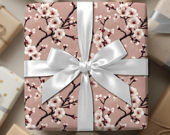 Cherry Blossoms on Pink Wrapping Paper | Elegant Gift Wrap