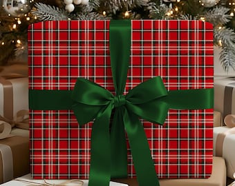 Red Christmas Plaid Wrapping Paper