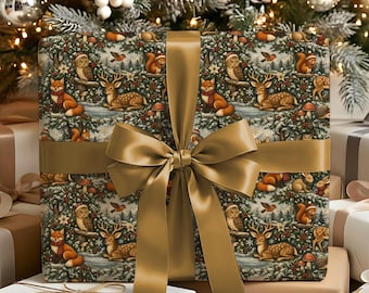 Vintage Woodland Animals Christmas Wrapping Paper