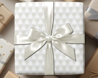 White & Warm Gray Geometric Wrapping Paper