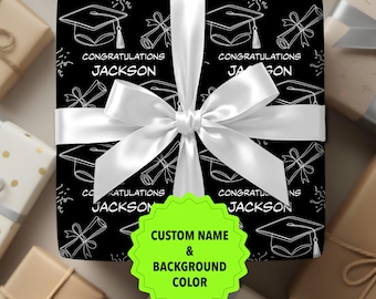Personalized Name Graduation Doodle Wrapping Paper
