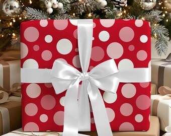 Red and White Polka Dot Wrapping Paper | Christmas Gift Wrap