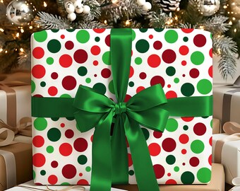 Christmas Polka Dot Wrapping Paper |  Holiday Dot Gift Wrap