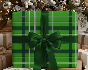 Green Christmas Plaid Wrapping Paper