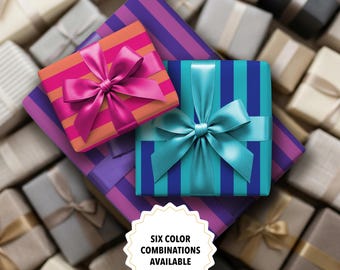 Brightly Colored Stripe Wrapping Paper | 6 Color Choices