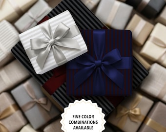 Traditional Colors Stripe Wrapping Paper | 5 Striped Color Combinations