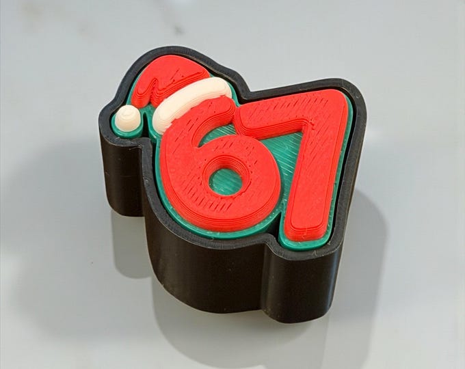 Featured listing image: Christmas “67” Fidget Clicker – Festive Holiday Stress Relief Toy | 3D Printed Stocking Stuffer
