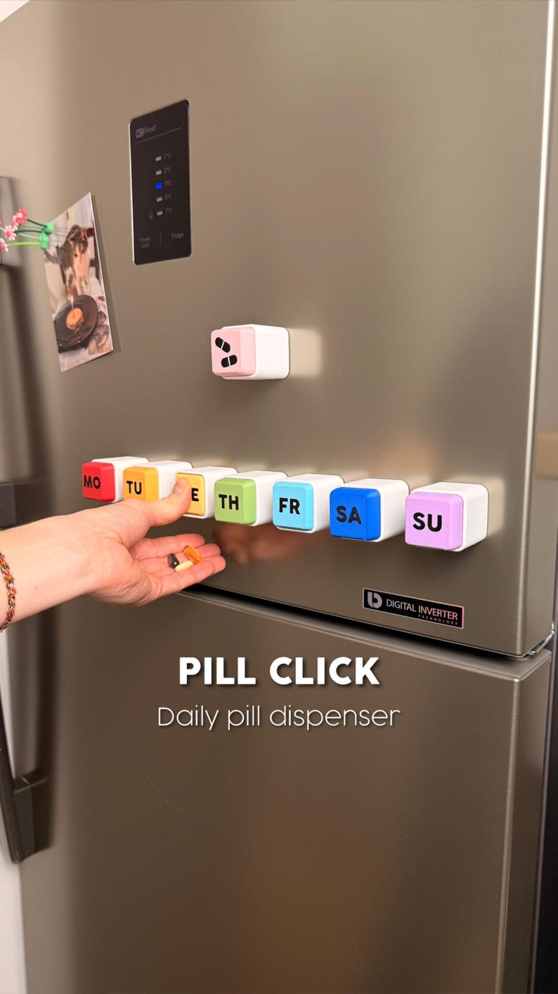 Magnetic Weekly Pill Dispenser | Clickable Daily Pill Organizer ...