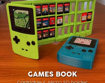 Nintendo Switch Game Holder Book | 27 Cartridge Case + 9 Micro SD Slots | Retro Game Console Storage | Travel Game Organizer | Gamer Gift