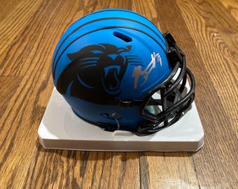Casco en miniatura autografiado de Bryce Young, Carolina Panthers, NFL Rave, con certificado de autenticidad.