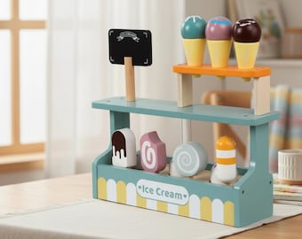 アイスクリーム6個セット、木製プレイフード、木製アイスクリーム