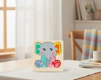 Wooden 3D Elephant Puzzle for Kids