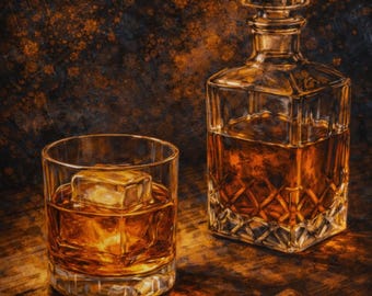 Whisky con hielo y cigarro - Serie Bourbon (3 de 4) — Arte mural de archivo
