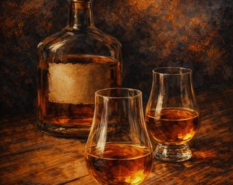 Vasos estilo tulipán con whisky - Serie Bourbon (4 de 4) - Arte mural de archivo