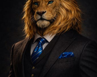 Retrato de león – Arte mural de un majestuoso león caballero
