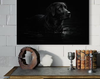 Labrador Retriever en acción: Impresión artística de perro deportivo