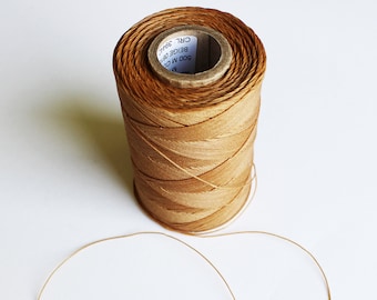 Beige Bookbinding Thread, Waxed Polyester Cotton Cord, Leather Craft (50m)