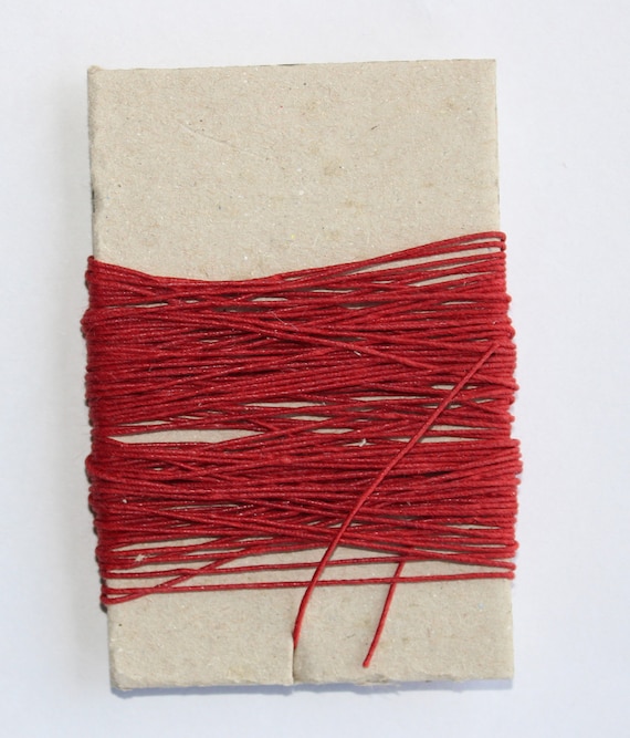 50m Burgundy Waxed Cotton Twine for Bookbinding, Leatherwork, Crafts, and Handmade Sketchbooks