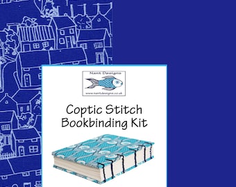 Coptic binding handmade book binding kit. Make your own handbound, hardcover journal diy craft supplies and tools