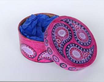 Handpainted Paisley pattern trinket box for jewellery or small items
