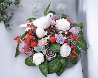 Buquê de flores de sabonete artesanal, decoração elegante para casa.