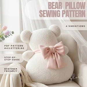 Baby Nursery Pillow Sewing Pattern PDF, Teddy Bear Snowman 4-in-1, Scandi Kids Room Decor, Baby Shower Gift, Beginner Plushie Soft Toy DIY