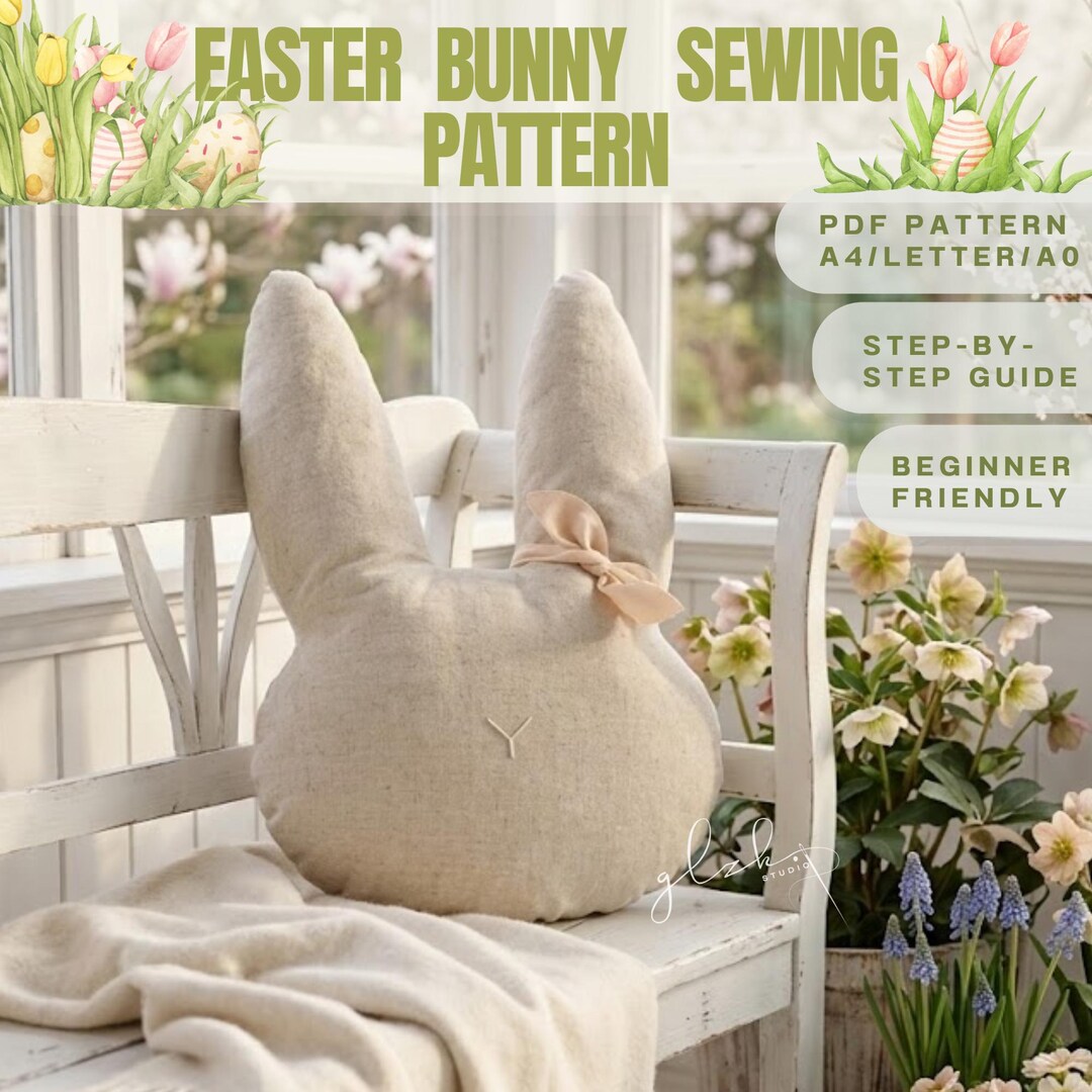Easter Bunny Sewing Pattern PDF, Rabbit Nursery Pillow DIY ...